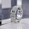 2021 Choucong Marca Unique Women Wedding Ring Sparkling Luxury Jewelry 925 Sterling Silver Full Pave White Sapphire CZ Diamond Chain Engagement Band Rings Gift