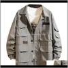 Jackets Outerwear Coats Mens Clothing Apparel Drop Delivery 2021 Winter Men Japanese Multipocket Overcoat Plain Lapel Coat 5Xl Jaqueta Casaco