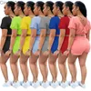 النساء رياضية قطعتين مجموعة deisgner ضئيلة مثير بلون عارضة الرياضة الركض السراويل قصيرة الأكمام السراويل ملابس 8 ألوان