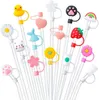 Creative Silicone Straw Tips Cover Reusable Drinking Dust Cap Splash Proof Plugs Lids Anti-dust Tip Sunflower Cherry Blossom Rainbow Cat Paw For 6-8mm Straws WLL1137