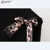 Damesmode Luipaard Bow Decoratie Lange Mouwen Breien Trui Vrouwelijke Chique Solid Pullovers Tops S645 210416