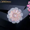 2 Tone Rose Gold and Silver Color African Dubai CZ Big Engagement Wedding Party Finger Rings Jewelry for Women R122 210714