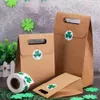 500 sztuk / Roll Art Paper Leaf Torba Uszczelniający Naklejki Klejowe DIY Pakowanie Pole Pudełko Packing Etykiety z rolką