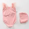 1-6Yrs Bathing Suits Baby Girls One Piece Back Lace Children Swimwear Infant Swimsuit Girl Kids Summer Bikini 210417