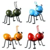 4 SZTUK Kolorowe Cute Garden Art Metal Rzeźba Ant Ornament Insekt Do Wiszące Wall Lawn Decor Kryty Outdoor 210804