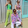 Glitter Sequins High Waist Pencil Byxor Kvinnor Knappar Mode Casual Straight Long Byxor Y2K Outfits Sommar Streetwear 210517