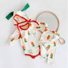 Pagliaccetti a maniche lunghe per neonate e bambine + pantaloni Set di abbigliamento per cappelli Autunno per bambini e ragazzi 210429