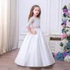 Moda flor menina longo vestido de alta qualidade meninas tutu vestido vestido de casamento vestido de bola