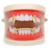 Vampire Fangs hiphop hängslen 18k guldpläterad grillz Men039s och Women039s Golden Tiger Teeths8860477