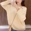 Nieregularny sweter sweter kobiety solidna moda koreański styl dzianiny jumper casual top przyjazd jesień zima 210604