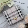 New Plaid Short Wallet card hoder Women's Thin genuine Leather Wallet Mini Square Bag Japan and South Korea Cute Cowhide Fashion