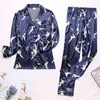 Couple Pajamas Set Women Mens Silk Satin Pajama Set Couples Long Sleeve Sleepwear Homewear Pj Unisex Pyjamas Plus Size M-3XL 211111