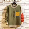 Sweaters Men'S Black Patchwork Long Sleeves Autumn Winter Pullover Knitted O-Neck Plus OverSize 5XL 210809