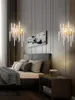 Ny Crystal Wall Lamp Bedside Lighting Modern Luxury Branch Master Bedroom Vardagsrum Bakgrund Vägg Dekorativ
