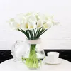 Decoratieve bloemen kransen 1 stcs pu kunstmatige calla lily real touch bruids boeket hoge kwaliteit nepbloembloembruiloft tafeltafel decoratie