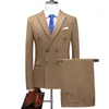 Plyesxale Zweireiher Anzüge Für Männer Khaki Smoking Bräutigam Anzüge Für Männer Hochzeit Formale Business Anzug Jacke Hosen Weste Q919 X0909