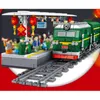 China Transport Shanghai Station Railway Green Train Kits Model Passengers Building Blocks Toy For Children