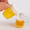 Creative Beer Mug Keychain Pendant Simulation Tumblers Straight Cup Keychains Luggage Decoration Personalized Gift Pendanr Key Ring