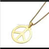 Necklaces & Pendants Drop Delivery 2021 Fashion Mens Hip Hop Jewelry Gold Great Peace Pendant Stainless Steel Snake Chain Rhinestone Design P