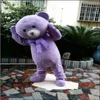 Stage Performance Purple Bear Mascotte Kostuum Halloween Kerst Cartoon Karakter Outfits Pak Reclame Folders Clothings Carnaval Unisex Volwassenen Outfit