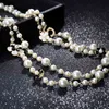 高品質の女性Camellia Pearl Pendants Necklace Double Layers Long Chains Collares De Moda Number 5 Flower Party Jewelry8422007