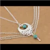 Anklets Jewelryethnic Turquoise Beads Anklet Hollow Vintage Multi-Layer Chic Tassel Foot Chain Ankle Bracelet Body Jewelry Beach Fashion 1815