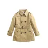 Mode Jongens Lange Stijl Tench Coats Fall Winter Children Plaid Double-Breasted Jassen Kids Boy Uitloper 3-8 jaar Retail