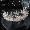 Kvinnlig krona bröllop diadem brudtärna huvudbonad set silver färg pärla jul ornament klassisk barock huvudband x0625