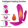 Massageartikelen likken vibrator anale vagina stimulator draagbare dildo sexy speelgoed voor vrouwen 3 in 1 verwarming clitoris G-spot massage