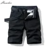 Huncher Męskie spodenki Cargo Joggers Lato 100% Cotton Casual Tactical Short Spodnie Wojskowe Plus Size Black Men 210714