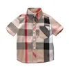 Baby Boys Plaid Shirts Child Kids Boys Short-Sleeved Tops Shirt Summer Turn Down Collar Blouse 2-8T Fashion