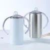 NOVITÀ 12oz Sublimazione Sippy Tazze Tazze Manico Coperchi Bicchieri d'acqua dritti in acciaio inox Bicchieri Bicchieri a doppio isolamento nave marittima RRB10959