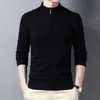 Nowe swetry Męskie Moda Pół Zip Sweter Slim Fit Buckers Knitwear Zima Ciepła marka Casual Man Y0907