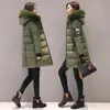 Parka Femmes Manteaux d'hiver long coton décontracté fourrure à capuche à capuche épais Parkas chauds chauds femme manteau mld1268 210923