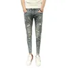 Trendy 2022 Jeans Zomer Enkellange Broek Gescheurd Gat Slanke Magere Voeten Sociale Guy Tieners Men270j