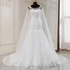 2022 Vestido de sereia incrível para casamento com envoltórios lace apliques frisado tampa manga espartilho back plus size turmpet vestidos de noiva mulheres