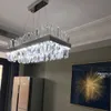 Lampadario di cristallo moderno per sala da pranzo Design rettangolare Apparecchi di illuminazione per isola della cucina LED cromato Cristal Lustre