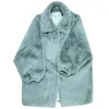 Lautaro Winter Longvize Ciepłe Miękkie Puszyste Faux Fur Coat Kobiety Kropla Ramię Z Długim Rękawem Casual Loose Korean Fashion 211110