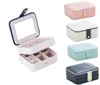 Caja organizadora de joyas pequeña para collar, pendientes, anillos, pulseras, estuche de viaje de cuero PU con diseño de doble capa RRE11431