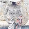 Yojoceli summer lace crochet blouses shirt top hollow out flower blusas streetwear 210609