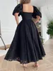 2021 Svart Full Lace Evening Party Dresses With Half Puff Sleeves Heart Shape Neck Knappar Front Ankel Längd Prom Kappa