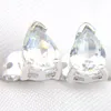 Goujon Luckyshine goutte d'eau cristal blanc cubique zircone gemmes argent plaqué bijoux de mode boucles d'oreilles pour les femmes cadeau
