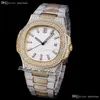 2021 TWF 5719 CAL A324 Automatische Herenhorloge Twee Toon Geel Goud Verplavingen Diamanten Case Black Dial Iced Out Diamond Armband Super Edition Sieraden Horloges Puretime E05