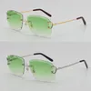 piccadilly irregular frameless diamond cut lens women or Man Unisex Rimless Carved outdoors driving glasses fashion Eyeglasses Designer Mens Women