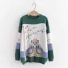 H.SA Donne Cartoon Maglioni Maglioni Animali Stampati Pullover verdi e Top in maglia Abiti invernali Kawaii 210417