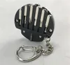 Ganci di fabbrica Rotaie in acciaio inossidabile a forma di moneta Mini strumento EDC pieghevole coltello portachiavi tascabile con catena sospesa per campeggio di sopravvivenza all'aperto di emergenza