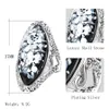 4 Color Vintage Antique Silver Big Oval Shell Finger Ring For Women Female Statement Boho Beach Jewelry Gift