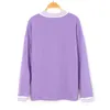 Women Hoodies Purple Autumn Round Neck Young Girls Female Printed Clothes Loose Cute Women Pullover Sweatershirts Oversize 211104