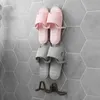 의류 옷장 저장 욕실 슬리퍼 랙 무료 천공 벽 장착 신발 주최자 가정