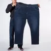 Men's Jeans Plus Size 42 44 46 48 50 52 Autumn Winter Classic Loose Straight Denim Trousers Stretch Brand Pants Blue,8670